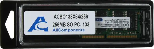 Alt view image 3 of 3 - AllComponents 256MB 144-Pin SO-DIMM PC 133 Laptop Memory Model ACSO133X64/256 - OEM