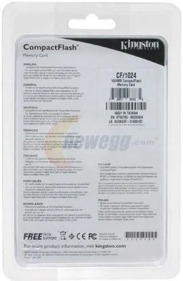 Alt view image 2 of 2 - Kingston 1GB Compact Flash (CF) Flash Media Model CF/1024