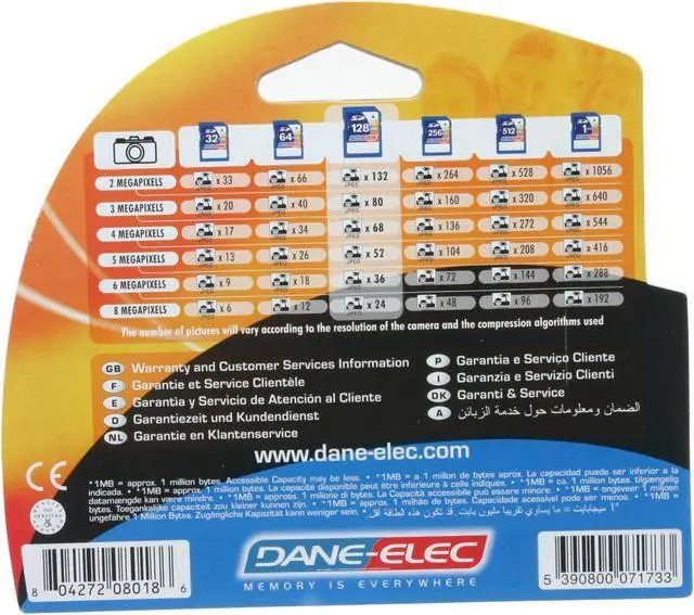Alt view image 2 of 2 - DANE-ELEC 128MB Secure Digital (SD) Flash Media Model DA-SD128