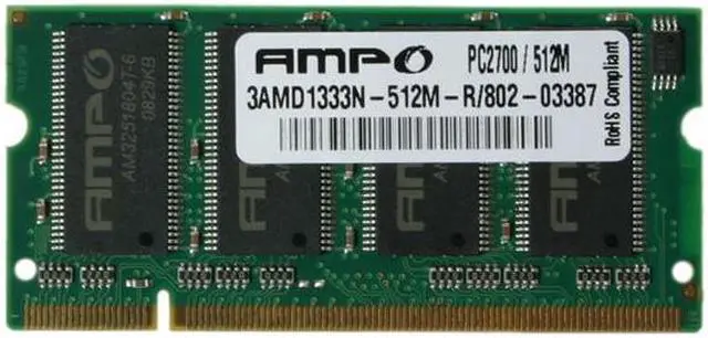 Alt view image 2 of 3 - Wintec AMPO 512MB 200-Pin DDR SO-DIMM DDR 333 (PC 2700) Laptop Memory Model 3AMD1333N-512M-R