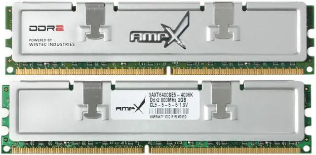 Alt view image 2 of 3 - Wintec AMPX 4GB (2 x 2GB) DDR2 800 (PC2 6400) Dual Channel Kit Desktop Memory Model 3AXT6400SE5-4096K