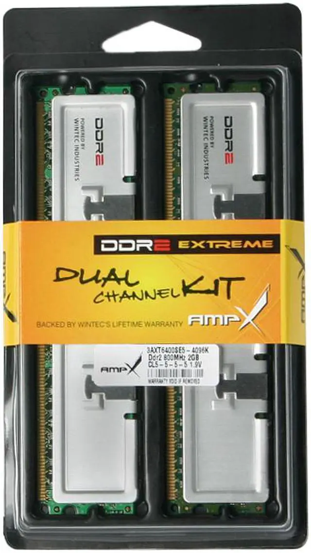 Alt view image 3 of 3 - Wintec AMPX 4GB (2 x 2GB) DDR2 800 (PC2 6400) Dual Channel Kit Desktop Memory Model 3AXT6400SE5-4096K