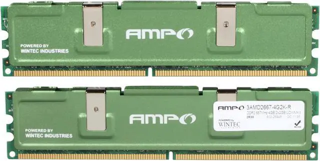 Alt view image 2 of 3 - Wintec AMPO 4GB (2 x 2GB) DDR2 667 (PC2 5300) Dual Channel Kit Desktop Memory Model 3AMD2667-4G2K-R