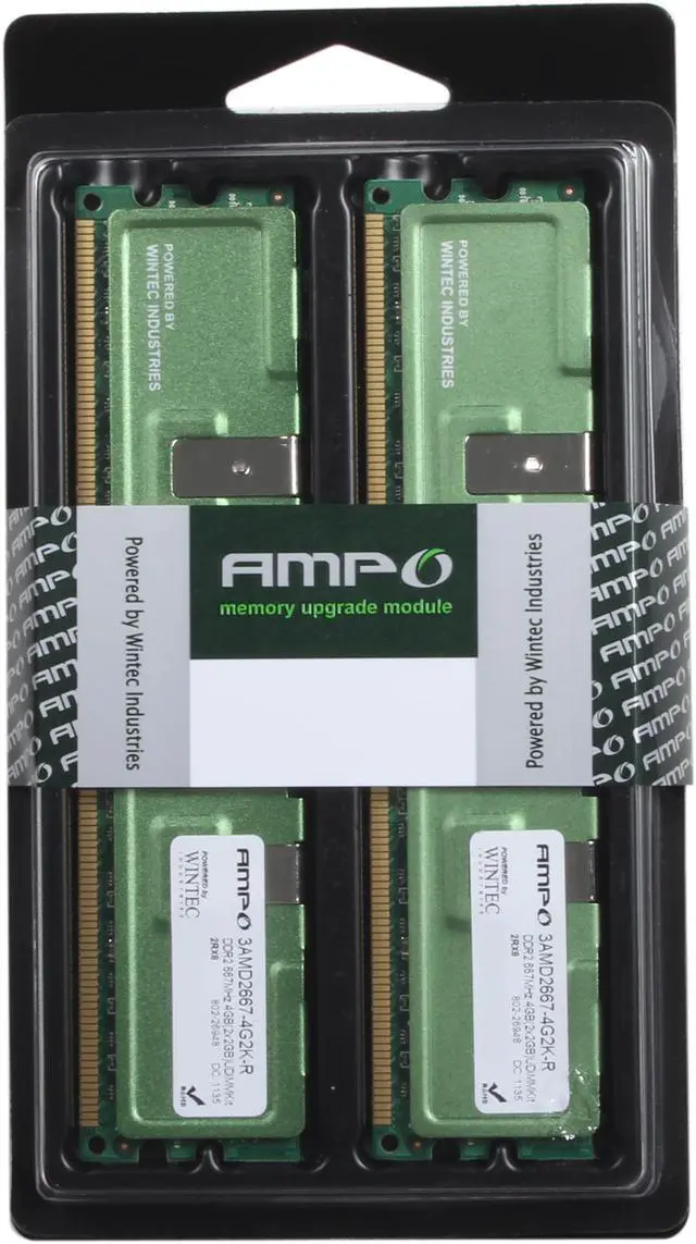 Alt view image 3 of 3 - Wintec AMPO 4GB (2 x 2GB) DDR2 667 (PC2 5300) Dual Channel Kit Desktop Memory Model 3AMD2667-4G2K-R