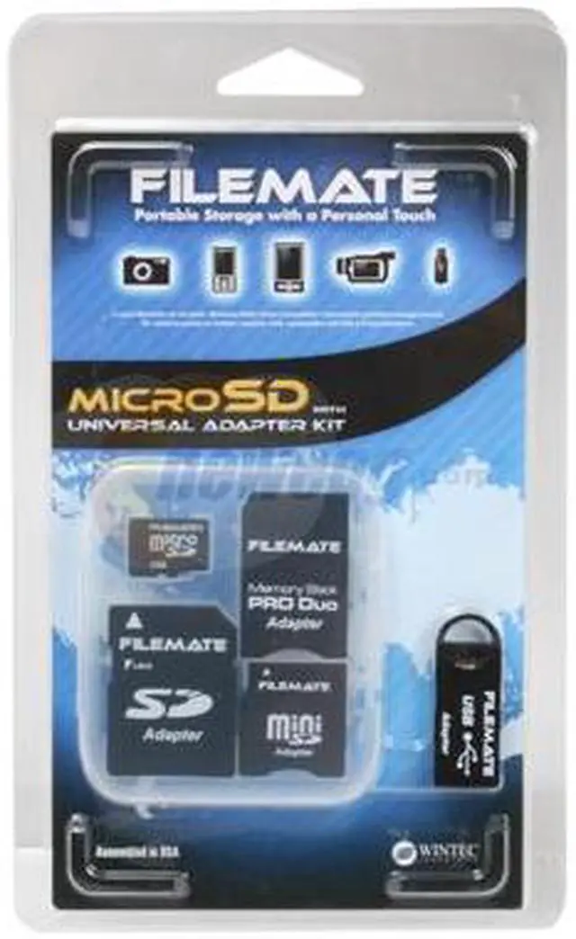 Alt view image 2 of 2 - FileMate 2GB MicroSD Flash Card w/ Universal Adapter Kit (miniSD, SD, MS Pro Duo and USB) Model 33120475