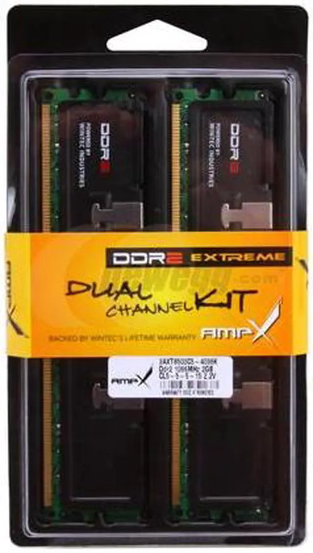 Alt view image 2 of 2 - Wintec AMPX 4GB (2 x 2GB) DDR2 1066 (PC2 8500) Dual Channel Kit Desktop Memory Model 3AXT8500C5-4096K