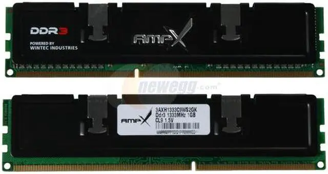 Alt view image 2 of 3 - Wintec AMPX 2GB (2 x 1GB) DDR3 1333 (PC3 10666) Dual Channel Kit Desktop Memory Model 3AXH1333C9WS2GK