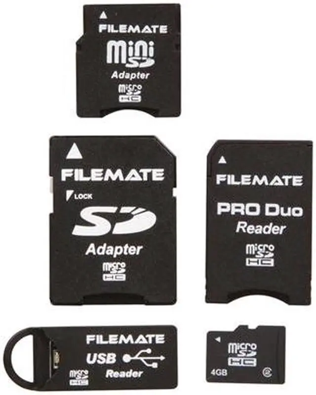 Alt view image 2 of 4 - Wintec FileMate 4GB microSDHC Card-It-All Adapter Kit Model 3FMUSDCK4GB-R