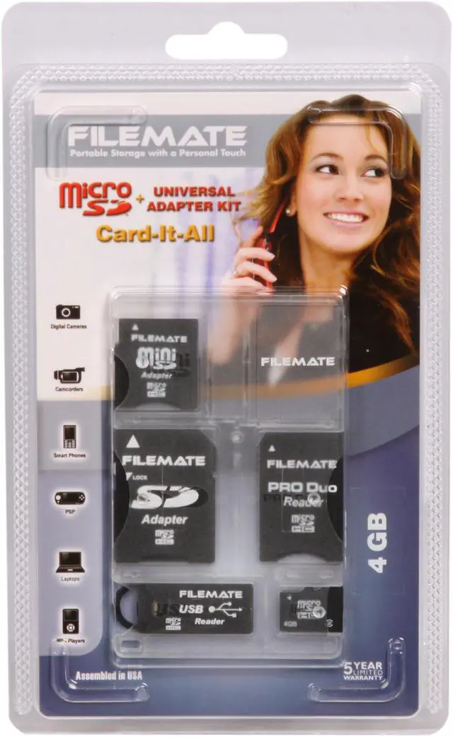 Alt view image 4 of 4 - Wintec FileMate 4GB microSDHC Card-It-All Adapter Kit Model 3FMUSDCK4GB-R