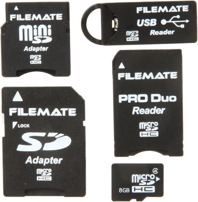 Main image of Wintec FileMate 8GB microSDHC Card-It-All Adapter Kit Model 3FMUSDCK8GB-R