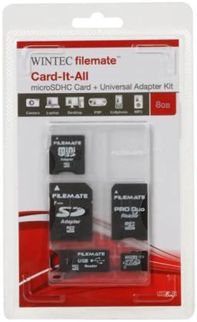 Alt view image 4 of 4 - Wintec FileMate 8GB microSDHC Card-It-All Adapter Kit Model 3FMUSDCK8GB-R