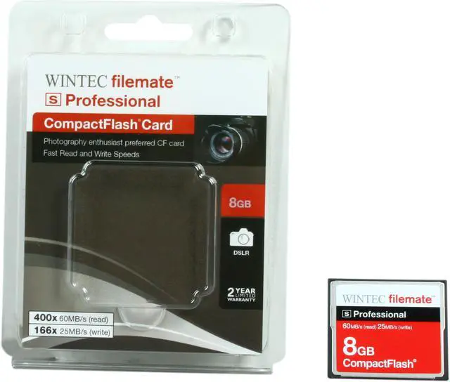 Alt view image 5 of 5 - Wintec FileMate S Professional 8GB Compact Flash (CF) Flash Card Model 3FMCF8GBS-R