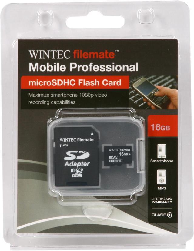 Alt view image 5 of 4 - WINTEC FileMate 16GB Mobile Professional Class 10 microSDHC Card with SDHC Adapter
