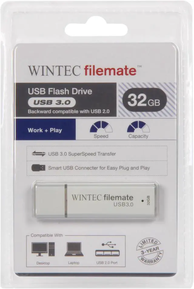 Alt view image 4 of 4 - Wintec FileMate 32GB USB 3.0 Flash Drive 3FMSP02U3SL-32G-R