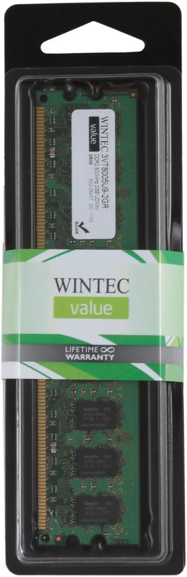 Alt view image 3 of 3 - Wintec Value 2GB DDR2 800 (PC2 6400) Desktop Memory Model 3VT8005U9-2GR
