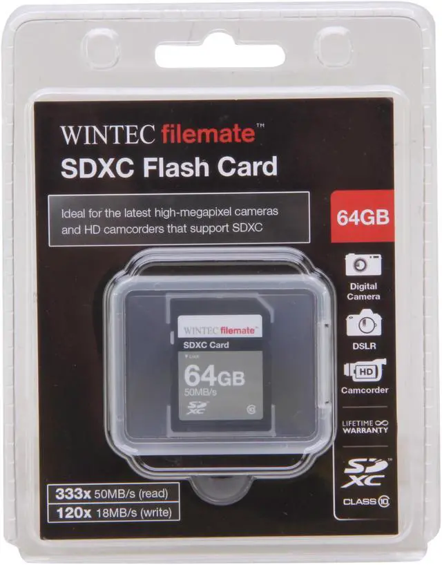 Alt view image 3 of 3 - Wintec FileMate 64GB Secure Digital Extended Capacity (SDXC) Flash Card Model 3FMSD64GBXC-R