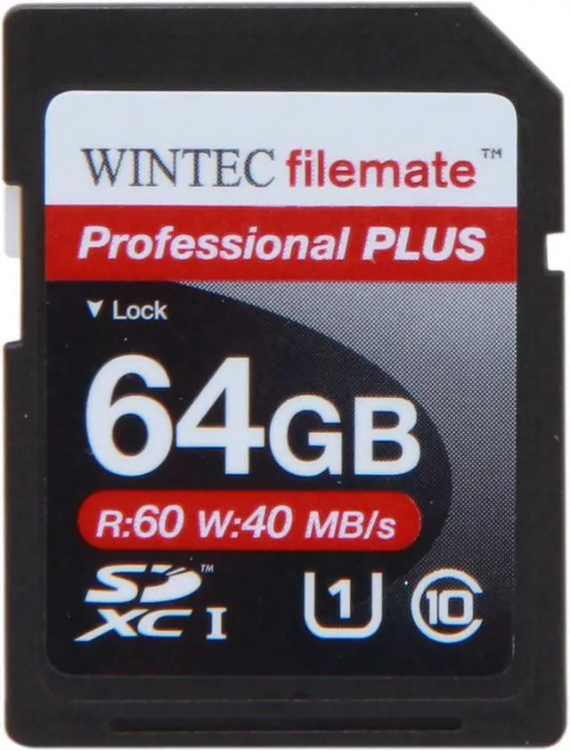 Main image of Wintec Professional PLUS 64GB Secure Digital Extended Capacity (SDXC) Flash Card Model 3FMSD64GBU1PI-R