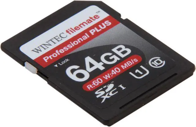 Alt view image 2 of 4 - Wintec Professional PLUS 64GB Secure Digital Extended Capacity (SDXC) Flash Card Model 3FMSD64GBU1PI-R