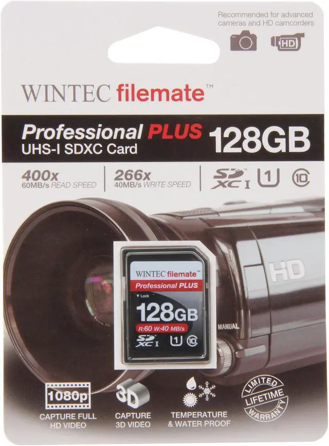 Alt view image 4 of 4 - Wintec Professional PLUS 128GB Secure Digital Extended Capacity (SDXC) Flash Card Model 3FMSD128GU1PI-R
