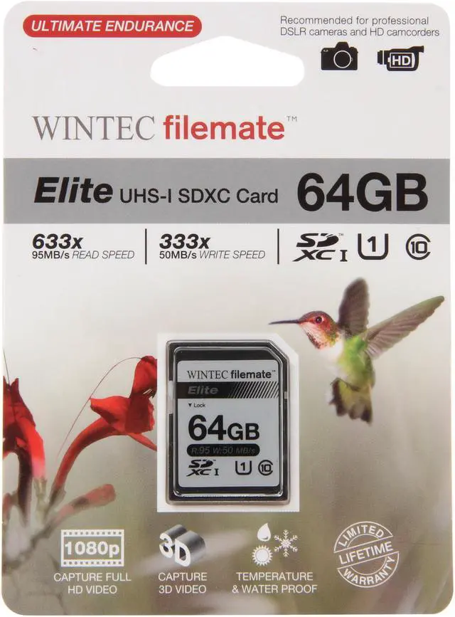 Alt view image 4 of 4 - Wintec Filemate Elite 64GB Secure Digital Extended Capacity (SDXC) Flash Card Model 3FMSX64GU1E-R