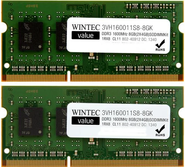 Wintec Value 8GB (2 x 4GB) 204-Pin DDR3 SO-DIMM DDR3 1600 (PC3