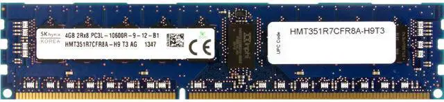 Main image of SK hynix 4GB ECC Registered DDR3L 1333 Server Memory Model HMT351R7CFR8A-H9T3