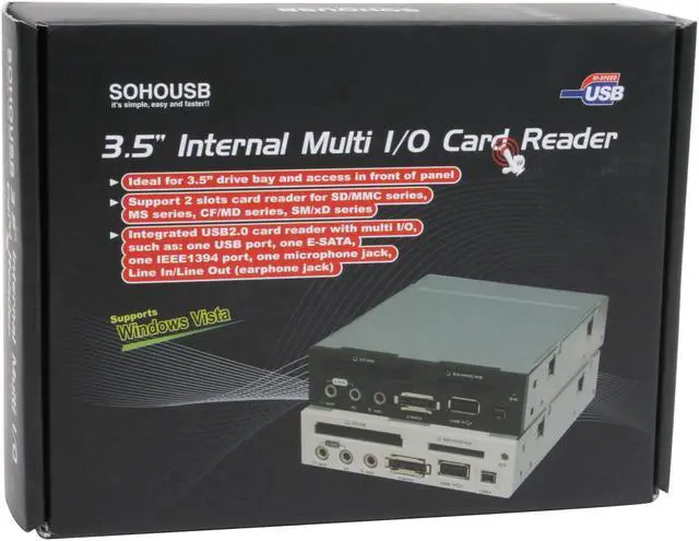 Alt view image 8 of 8 - Koutech IO-FPM421 USB 2.0 5-in-1 Card Reader with USB 2.0 / Firewire 1394a / Audio Ports / eSATA (3.5")