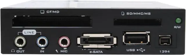 Alt view image 2 of 8 - Koutech IO-FPM421 USB 2.0 5-in-1 Card Reader with USB 2.0 / Firewire 1394a / Audio Ports / eSATA (3.5")