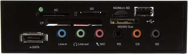 Alt view image 2 of 6 - Koutech IO-FPM522 All-in-one USB 2.0 5.25" Front Panel Multi-format Card Reader with USB 2.0 / eSATA / HD Audio Ports