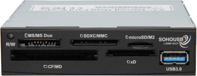 Alt view image 2 of 5 - Koutech IO-RCM630 SuperSpeed USB 3.0 Support SD/ CF/ xD/ MS/ MMC. Multi-in-1 Front Panel Internal Card Reader with USB 3.0 Port (3.5")