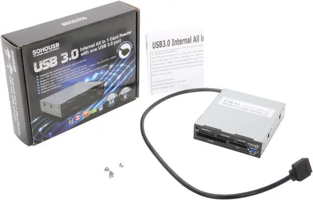 Alt view image 5 of 5 - Koutech IO-RCM632 USB 3.0 Support SD/ CF/ xD/ MS/ MMC. Multi-in-1 SuperSpeed USB 3.0 Front Panel Internal Card Reader with USB 3.0 Port (3.5")