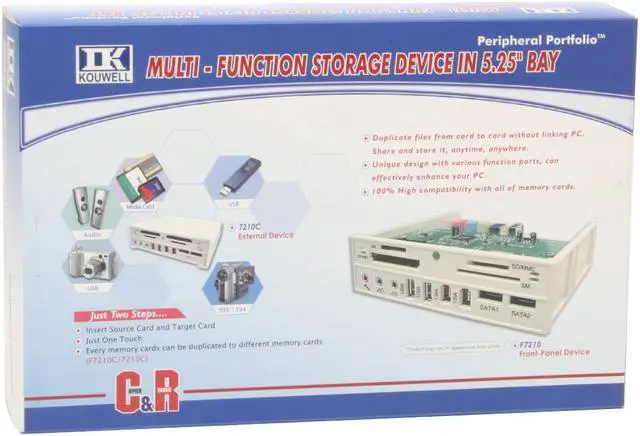 Alt view image 4 of 4 - Koutech KW-F7210-B 9-in-1 USB 2.0 Black Multifunction Hi-Speed USB2.0 Front Panel Card Reader/Writer