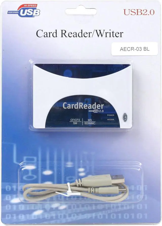 Alt view image 5 of 5 - AMC AECR-03 BL 29-in-1 USB 2.0 Mini External Card Reader/Writer