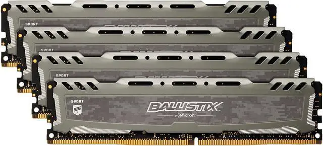 Main image of Ballistix Sport LT 64GB Kit (16GBx4) DDR4 2666 MT/s (PC4-21300) DR x8 DIMM 288-Pin - BLS4K16G4D26BFSB (Gray)