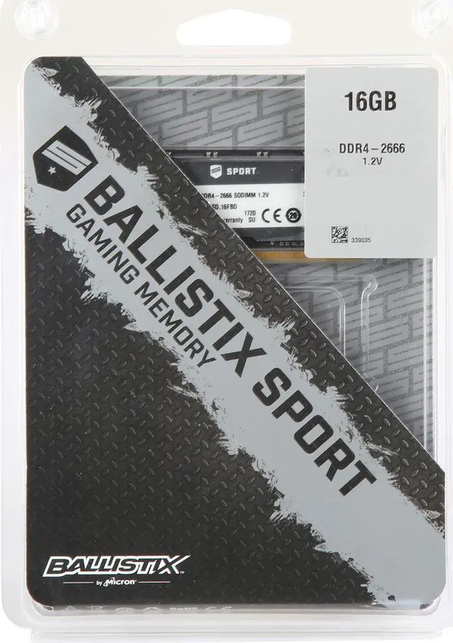 Alt view image 6 of 6 - Crucial Ballistix Sport LT 2666 MHz DDR4 DRAM Laptop Gaming Memory Single 16GB CL16 BLS16G4S26BFSD (Gray)