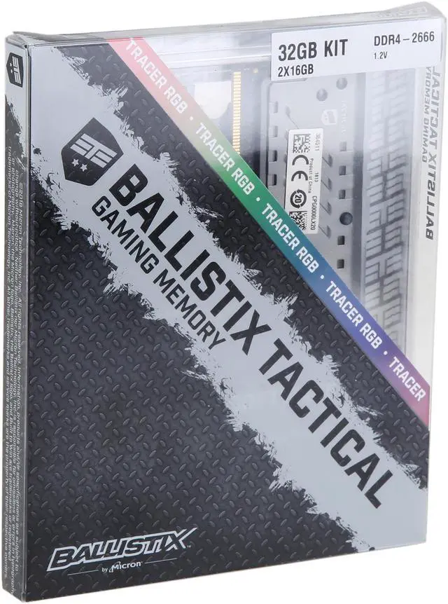 Alt view image 10 of 10 - Crucial Ballistix Tactical Tracer RGB 2666 MHz DDR4 DRAM Desktop Gaming Memory Kit 32GB (16GBx2) CL16 BLT2K16G4D26BFT4