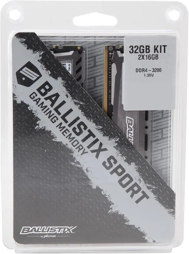 Alt view image 3 of 3 - Ballistix Sport LT 32GB (2 x 16GB) DDR4 3200 (PC4 25600) Desktop Memory Model BLS2K16G4D32AESB