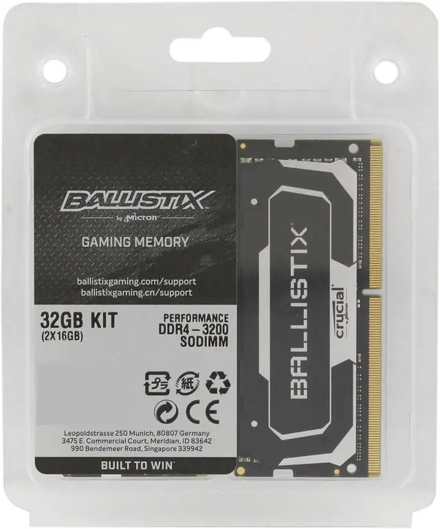 Alt view image 3 of 3 - Crucial Ballistix 3200 MHz DDR4 DRAM Laptop Gaming Memory Kit 32GB (16GBx2) CL16 BL2K16G32C16S4B