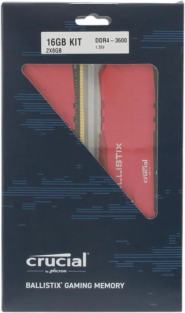 Alt view image 3 of 8 - Crucial Ballistix 3600 MHz DDR4 DRAM Desktop Gaming Memory Kit 16GB (8GBx2) CL16 BL2K8G36C16U4R (RED)