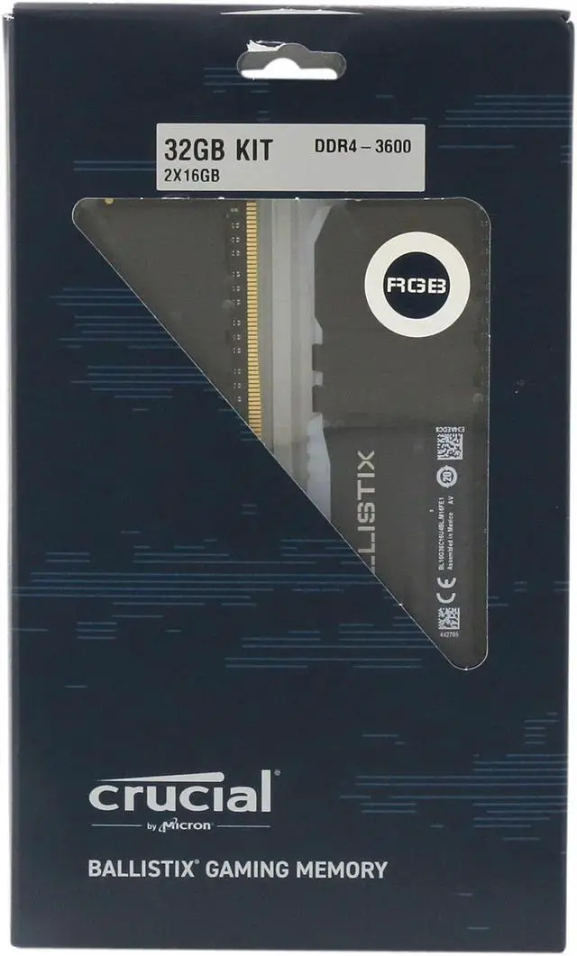 Alt view image 3 of 3 - Crucial Ballistix RGB 3600 MHz DDR4 DRAM Desktop Gaming Memory Kit 32GB (16GBx2) CL16 BL2K16G36C16U4BL (BLACK)