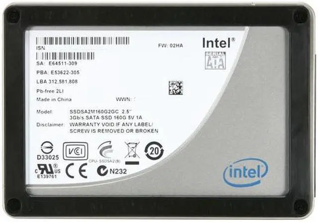 Alt view image 2 of 5 - Intel X25-M Mainstream 2.5" 160GB SATA II MLC Internal Solid State Drive (SSD) SSDSA2M160G2XXX - OEM