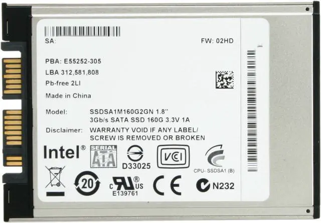 Alt view image 4 of 5 - Intel X18-M Mainstream 160GB SATA II MLC Internal Solid State Drive (SSD) SSDSA1MH160G201 - OEM