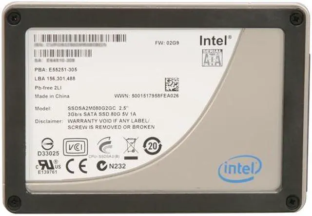Alt view image 3 of 5 - Intel X25-M Mainstream 2.5" 80GB SATA II MLC Internal Solid State Drive (SSD) SSDSA2MH080G2R5
