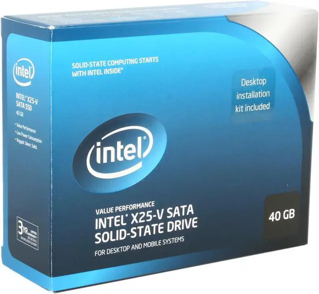 Main image of Intel X25-V 2.5" 40GB SATA II MLC Internal Solid State Drive (SSD) SSDSA2MP040G2K5