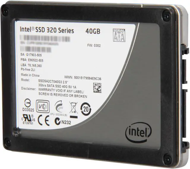 Alt view image 2 of 6 - Intel 320 Series 2.5" 40GB SATA II MLC Internal Solid State Drive (SSD) SSDSA2CT040G3K5