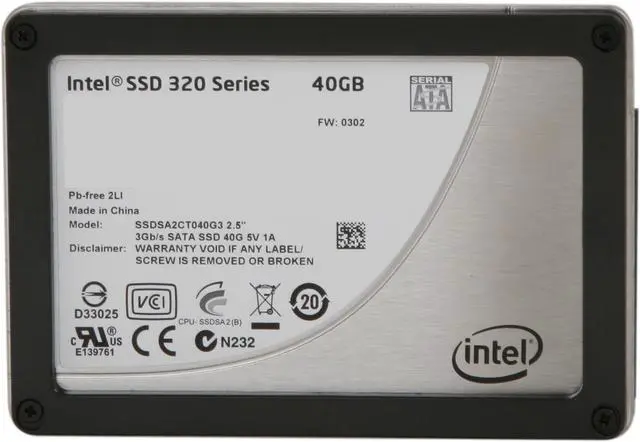 Alt view image 3 of 6 - Intel 320 Series 2.5" 40GB SATA II MLC Internal Solid State Drive (SSD) SSDSA2CT040G3B5