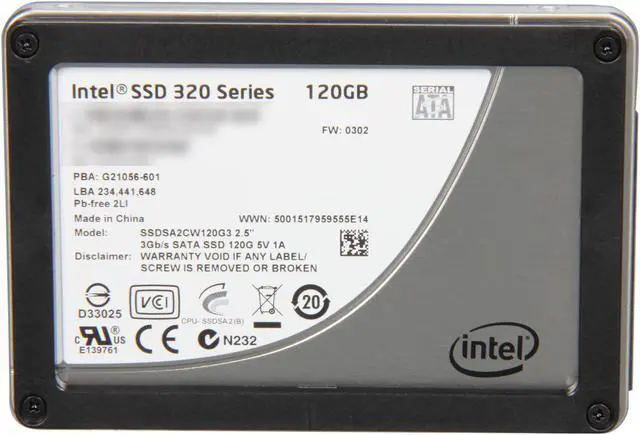 Alt view image 3 of 5 - Intel 320 Series 2.5" 120GB SATA II MLC Internal Solid State Drive (SSD) SSDSA2CW120G3B5