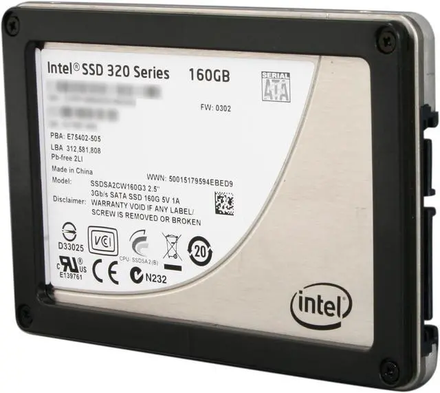Alt view image 2 of 6 - Intel 320 Series 2.5" 160GB SATA II MLC Internal Solid State Drive (SSD) SSDSA2CW160G3K5