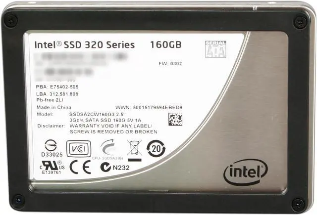 Alt view image 3 of 6 - Intel 320 Series 2.5" 160GB SATA II MLC Internal Solid State Drive (SSD) SSDSA2CW160G3K5