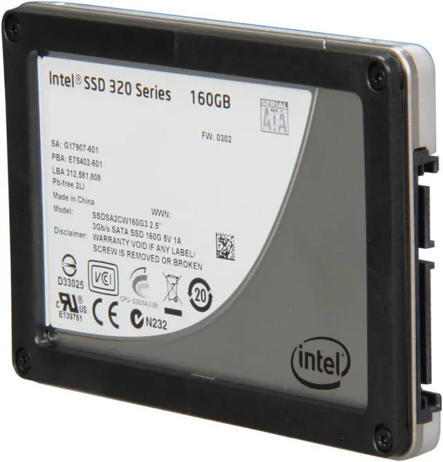 Alt view image 2 of 5 - Intel 320 Series 2.5" 160GB SATA II MLC Internal Solid State Drive (SSD) SSDSA2CW160G3B5